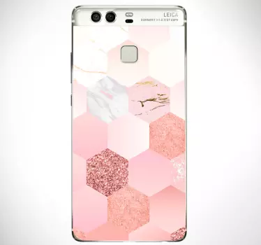 Roze zeshoekpatroon huawei sticker - TenStickers
