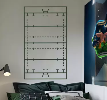 Rugbyveld Muursticker sport - TenStickers