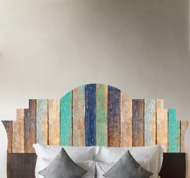 Rustiek houten paneel sticker bed hoofdeinde - TenStickers