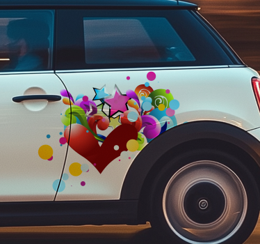 Schattig gekleurd hart autosticker - TenStickers