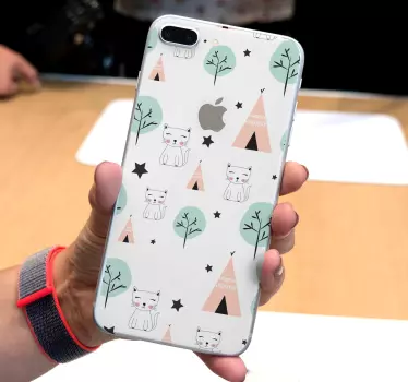 Schattig kittenpatroon iPhone sticker - TenStickers