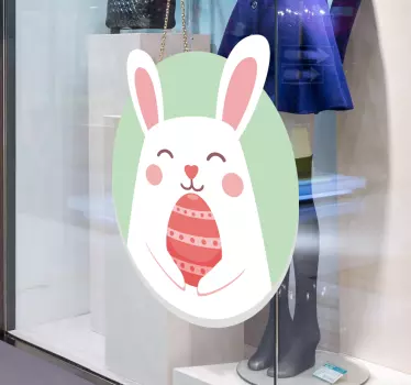 Schattig konijntje met ei etalage sticker - TenStickers