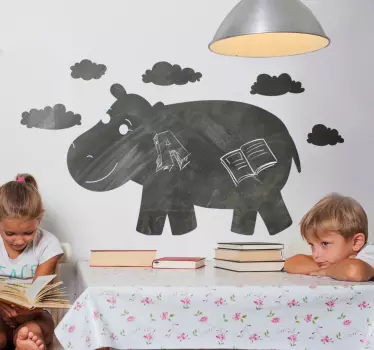Schattig nijlpaardontwerp krijtbord sticker - TenStickers