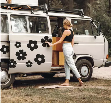 Schattige bloemenset camper stickers - TenStickers