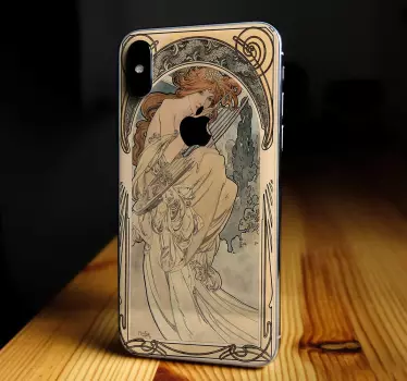 Sierlijke figuur die harp speelt iPhone sticker - TenStickers