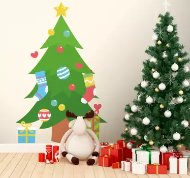 Kerst sticker sierlijke kerstboom - TenStickers