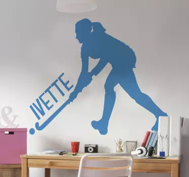 Muurstickers tienerkamer hockey speelster - TenStickers