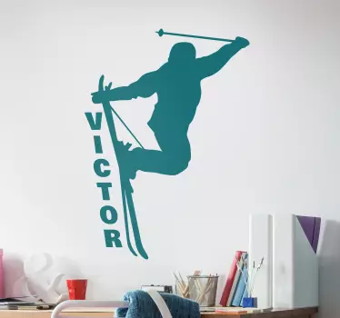 Muurstickers tienerkamer skiër sprong - TenStickers