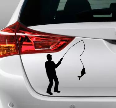 Auto stickers visser met vangst - TenStickers