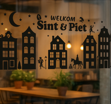 Sint huisjes raamsticker sinterklaas sticker - TenStickers