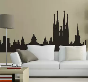 Skyline Barcelona Spanje Sticker - TenStickers