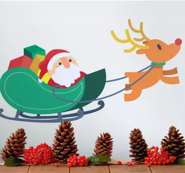Kerst sticker rendrit van de kerstman - TenStickers