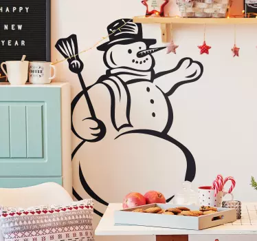 Sneeuwpop kerst sticker - TenStickers