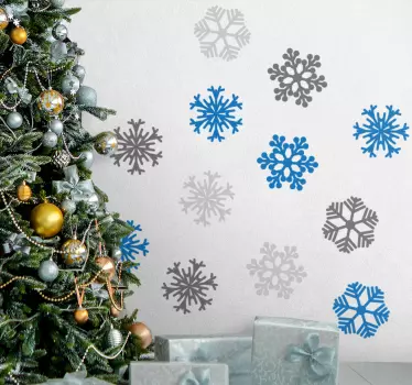 Kerst sticker sneeuwvlokken patroon set - TenStickers