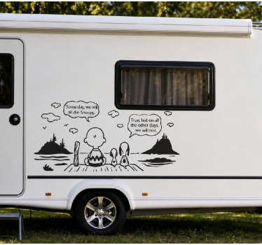 Snoopy en charlie lake caravan sticker - TenStickers