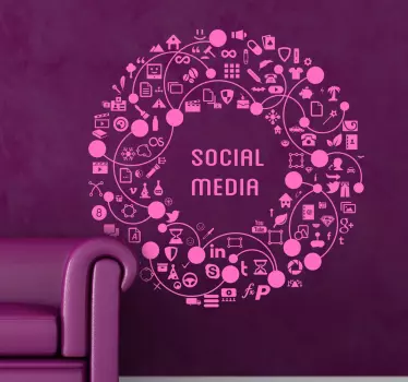 Social Media ronde kroon sticker - TenStickers