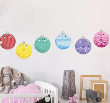 Kerst sticker speelse ornamenten set - TenStickers