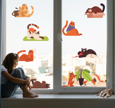 Spelende katten Raamsticker - TenStickers