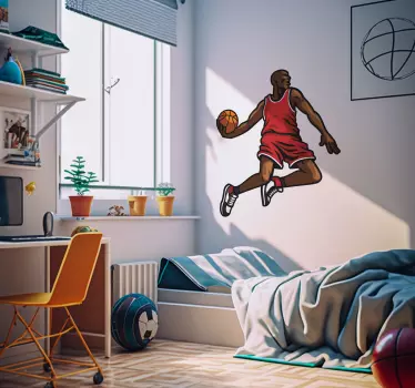 Springerende basketbalspeler Muursticker - TenStickers