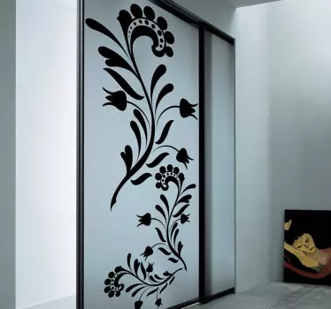 Deursticker abstract ontwerp bloemen muursticker - TenStickers