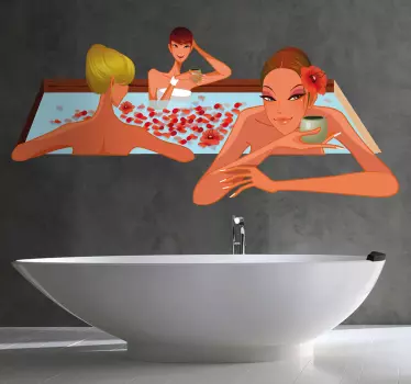 Sticker badkamer dames in jacuzzi - TenStickers