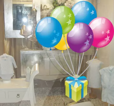 Sticker ballonnen cadeau kleuren - TenStickers
