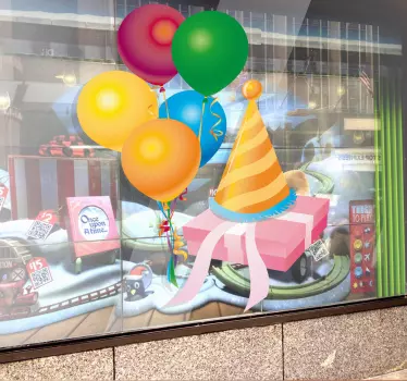 Sticker ballonnen kleuren feesthoed - TenStickers