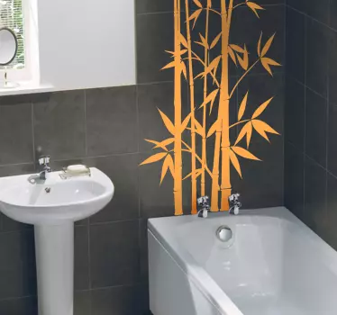 Badkamer sticker met bamboe - TenStickers