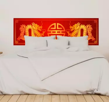 Sticker bed hoofdeinde chinese draak kunstwerk - TenStickers