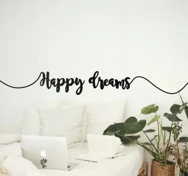 Sticker bed hoofdeinde gelukkige dromen quote - TenStickers