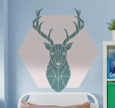 Sticker bed hoofdeinde geometrisch hert hoofd - TenStickers