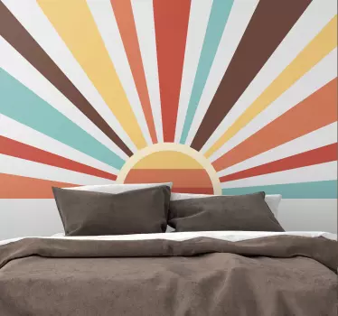 Sticker bed hoofdeinde retro zonneburst patroon - TenStickers