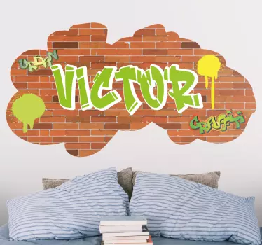 Sticker bed hoofdeinde urban gepersonaliseerde naam - TenStickers