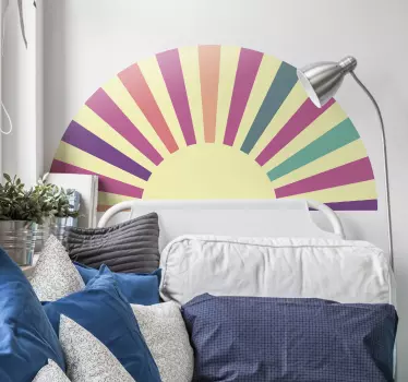 Sticker bed hoofdeinde zonsopgang kleurenstralen - TenStickers