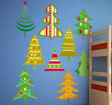 sticker collectie kerstbomen - TenStickers