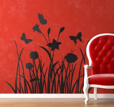 Sticker decoratie bloemen en vlinders - TenStickers