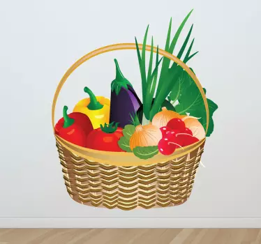 Muursticker keuken mand met groenten - TenStickers