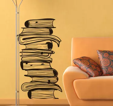 Decoratieve sticker stapel boeken - TenStickers
