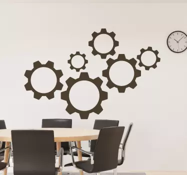 Sticker geometrische vormen gears muurontwerp - TenStickers