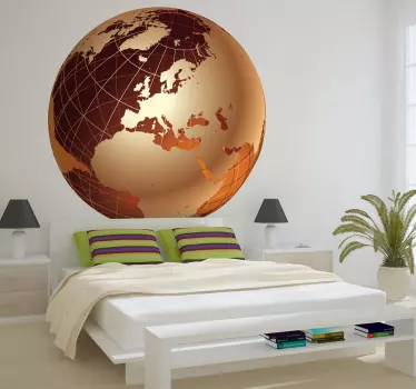 Sticker gouden wereldbol Europa - TenStickers