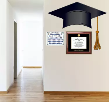 Sticker hoed afstuderen universiteit - TenStickers