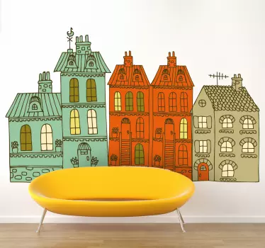 Sticker huizen simplistisch - TenStickers