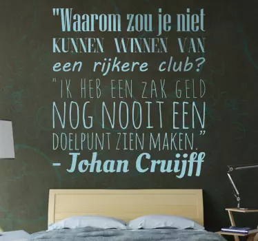 Muursticker voetbal Johan Cruijff winnen van een zak geld - TenStickers