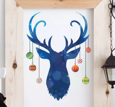 Sticker kerst hert met kerstballen - TenStickers