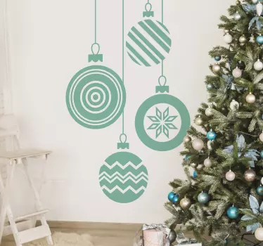 Sticker kerstballen aan draadjes - TenStickers