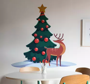 Sticker kerstboom hert - TenStickers