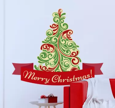 Sticker kerstboom merry christmas - TenStickers