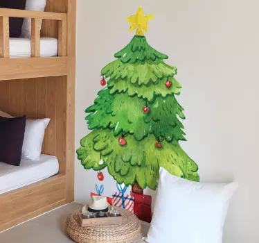 Sticker kerstboom met cadeaus - TenStickers