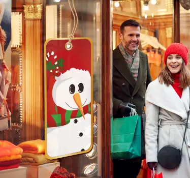Sticker kerstmis etiket sneeuwman - TenStickers
