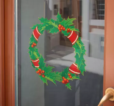 Kerst raamsticker Kerstmis krans - TenStickers